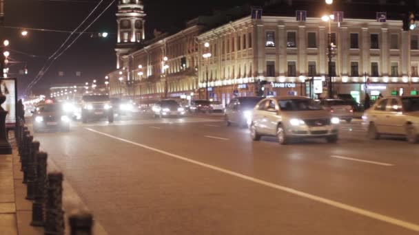 SAINT PETERSBURG, RUSSIA - NOVEMBER 1, 2014: View of night stree - Video