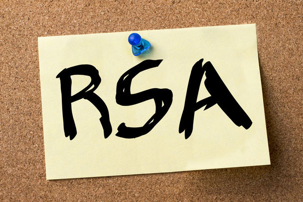 RSA - nalepka przypięte na tablicy ogłoszeń - Zdjęcie, obraz
