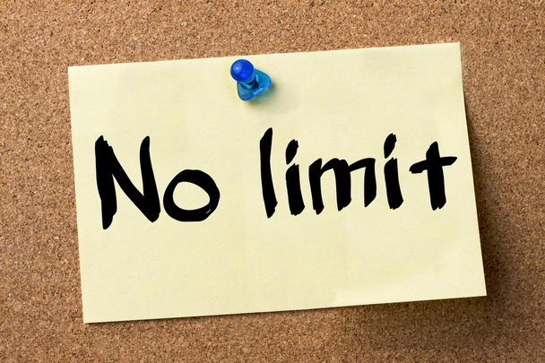 No limit - adhesive label pinned on bulletin board - Photo, Image