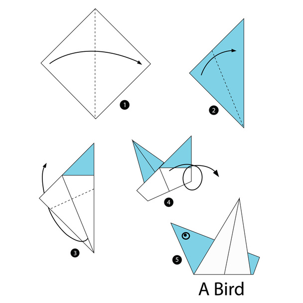 Istruzioni passo passo come fare origami Un uccello
. - Vettoriali, immagini