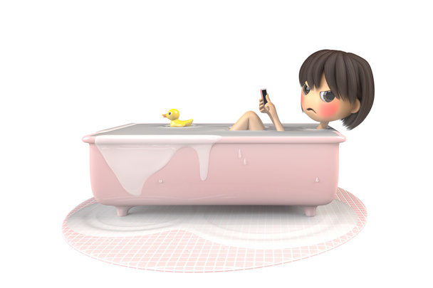 Nők, akik egy okostelefon, miközben fürdik - Fotó, kép