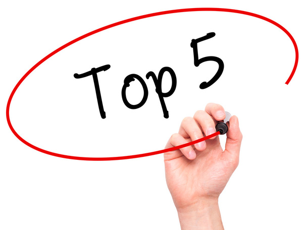 Man Hand writing Top 5 with black marker on visual screen - Photo, Image