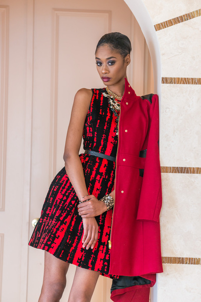 beautiful young black woman in red - Foto, afbeelding