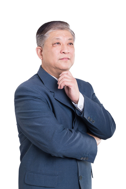 old Asian businessman in blue suit - Photo, Image