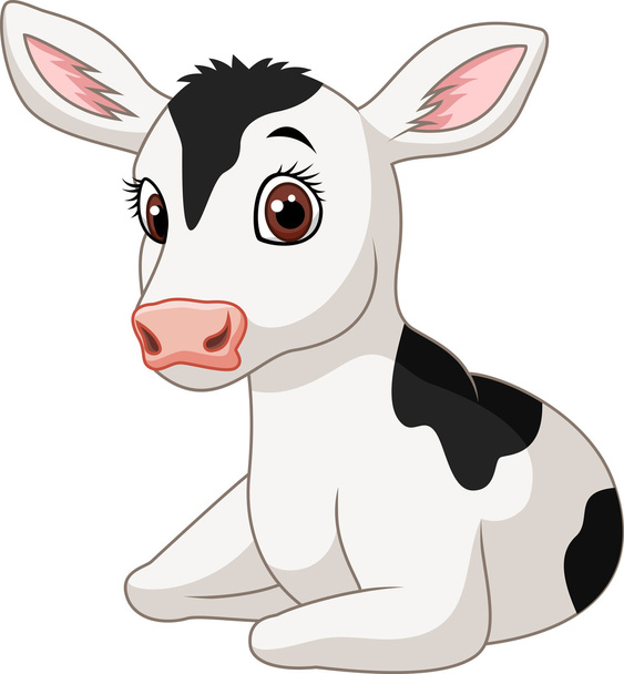 Bonito bebê vaca isolado no fundo branco
 - Vetor, Imagem