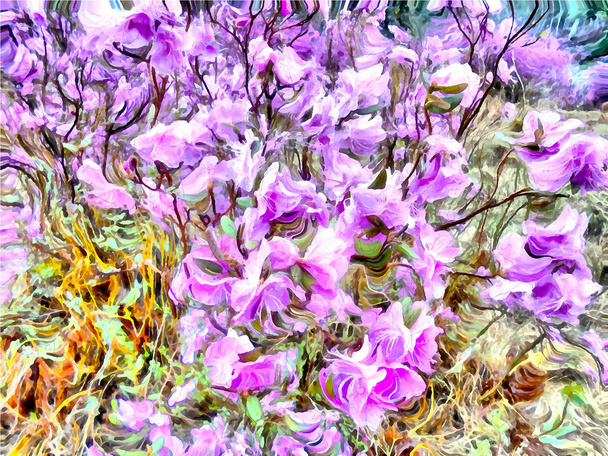 Na początku wiosny, kwiatach górskich Ledum - Wektor, obraz