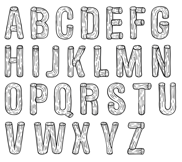 Wood font illustration - Vektor, Bild