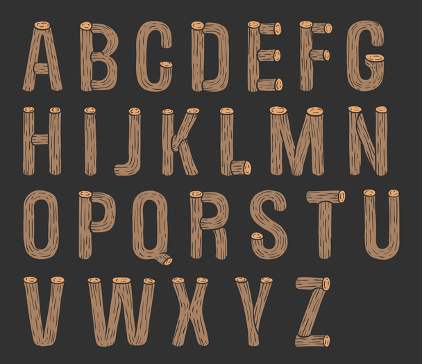 Painted wood font - Vector, Image