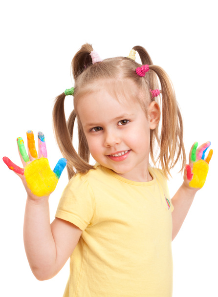 дівчина з пофарбованими руками
 - Фото, зображення