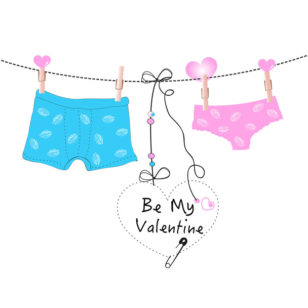 Lingerie and boxer with Happy Valentine's day greeting card vector - Διάνυσμα, εικόνα