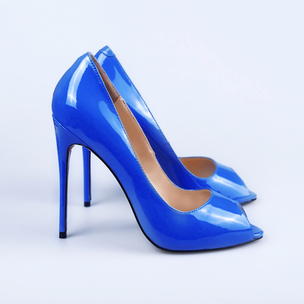 Blue shoes isolated on the white - Photo, Image