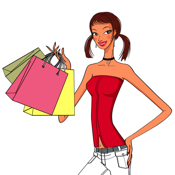 stylish women holding shopping bags - Vector, Image