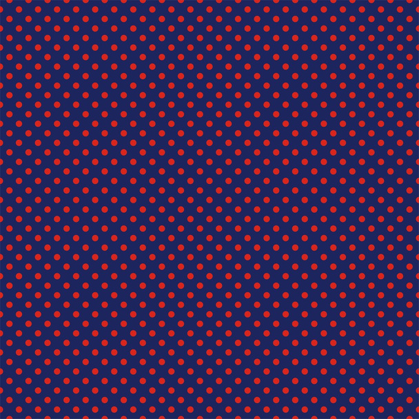 Vector seamless pattern with red polka dots on retro navy blue background - Vector, Image