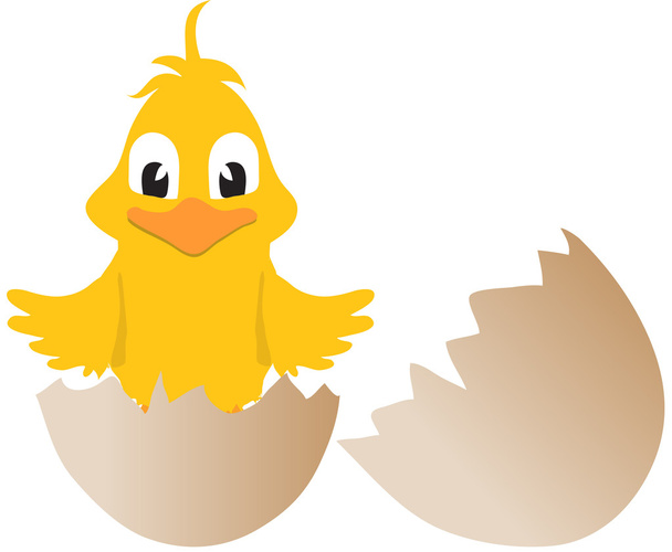 Velikonoční kuřátko a rozbité vajíčko - Vektor, obrázek