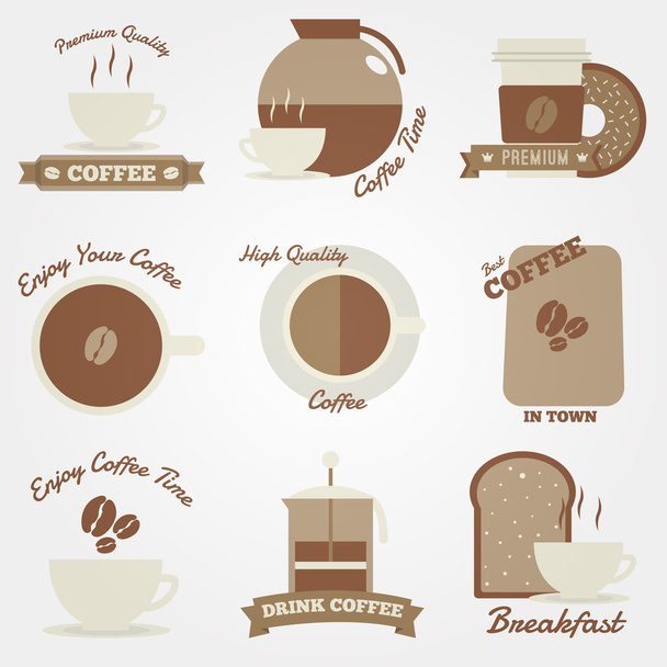 Diseño de etiqueta plana y vintage de café
 - Vector, Imagen