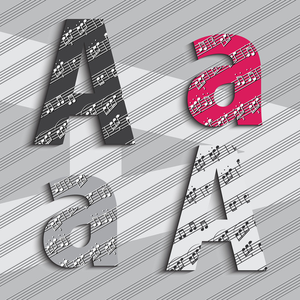 Αλφάβητο - Abc - γράμματα - ένα - μουσική - σημειώσεις - 3d - Διάνυσμα, εικόνα