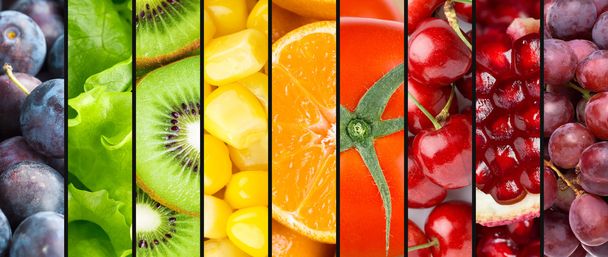 Hintergrund von Obst, Beeren und Gemüse - Foto, Bild