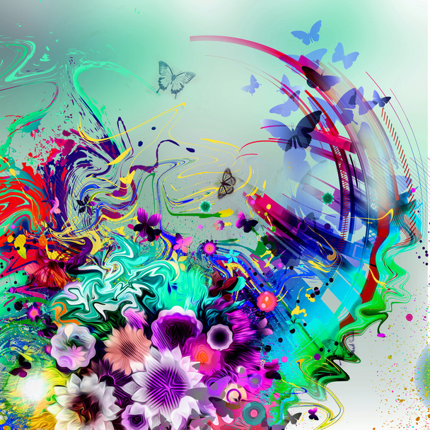 цветочный фон с бабочками - Фото, изображение