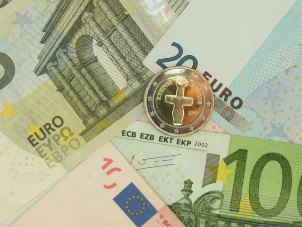 Euro (Eur) bankovky a mince z Kypru - Fotografie, Obrázek
