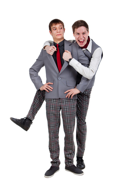 Funny students in checkered pants - Foto, Bild