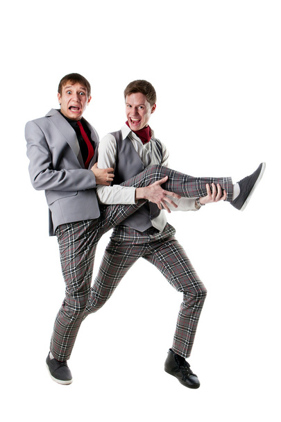 Funny students in checkered pants - Φωτογραφία, εικόνα