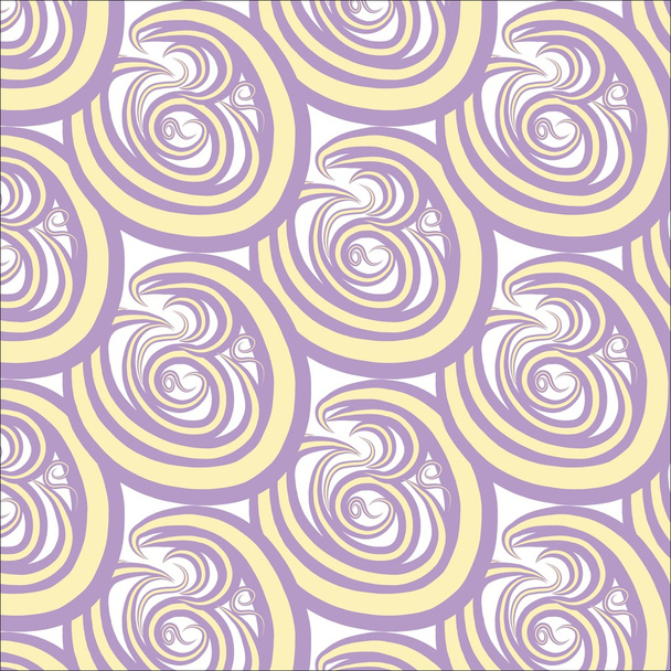 Безшовна абстрактна текстура. Фіолетово-жовті кола, гойдалки на білому, малюнок рук
 - Вектор, зображення