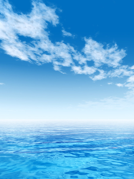 Έννοια ή εννοιολογική θάλασσα ή ωκεανό νερό κύματα και εξωτικά ή παράδεισος φόντο του ουρανού cloudscape - Φωτογραφία, εικόνα
