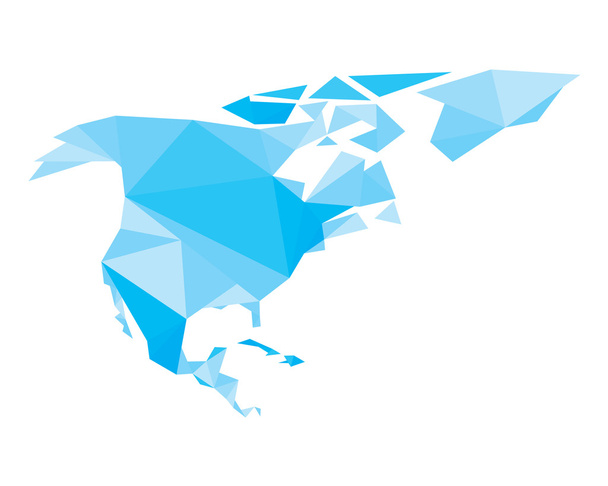 mapa azul poligonal da América do Norte
 - Vetor, Imagem
