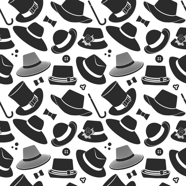 pattern with vintage hats - Vector, Image