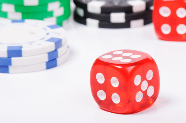 Casino, coins, cubes, isolated - 写真・画像