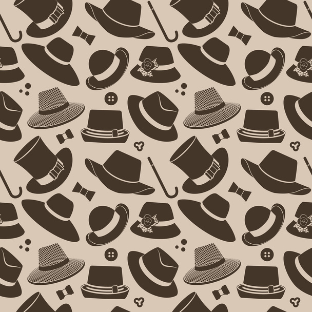 pattern with vintage hats - Вектор,изображение