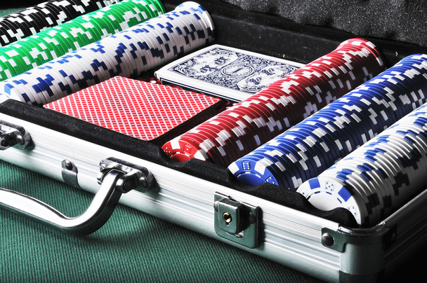 Casino tools in briefcase - Fotoğraf, Görsel