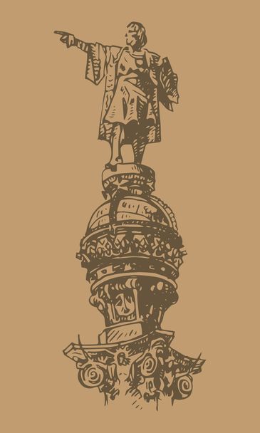 Christopher Columbus monument op de centrale boulevard van Barcelona, Catalonië, Spanje. - Vector, afbeelding