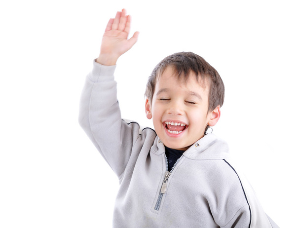 Positive child isolated, laughing and gesturing - Photo, Image