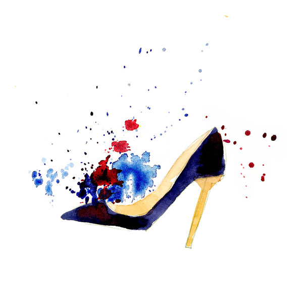 watercolor fashion shoes illustration. - Fotoğraf, Görsel