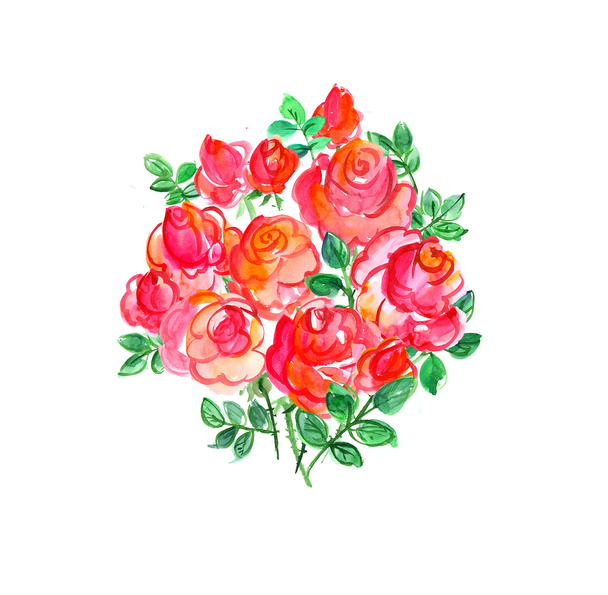 watercolor rose floral bouquet - Фото, зображення