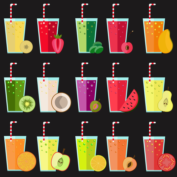 Big fresh juice collection - Vetor, Imagem