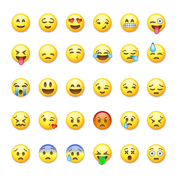 Set of emoticons, emoji isolated on white background, vector illustration. - Vettoriali, immagini