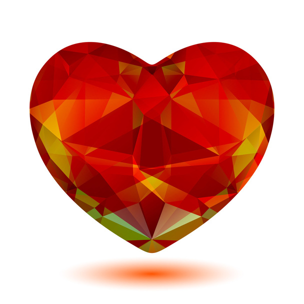 red polygonal heart - Vetor, Imagem