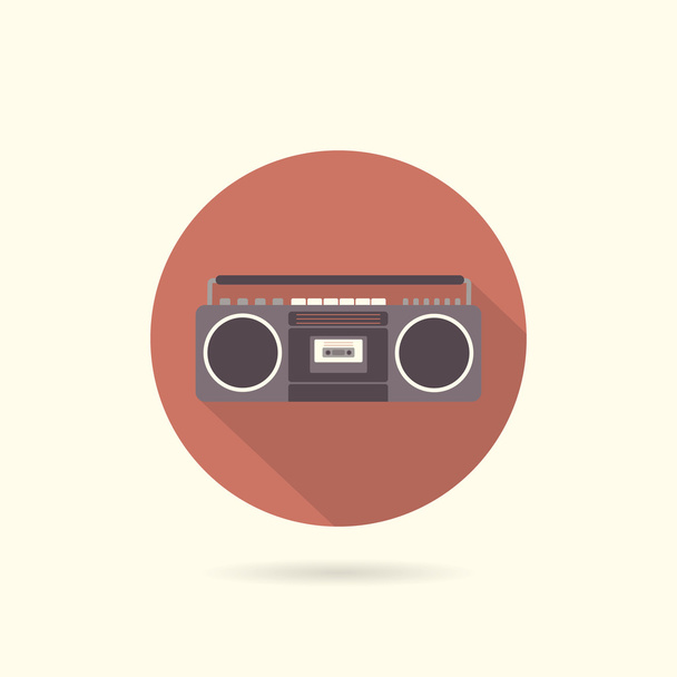 Tape recorder flat round icon. Retro design. Vintage. - Vector, Image