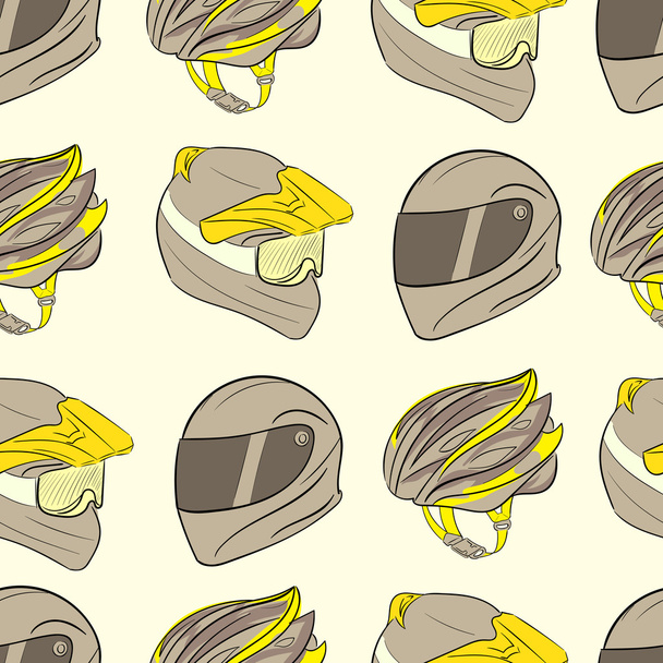 Three seamless motorcycle helmets - Vector, Image