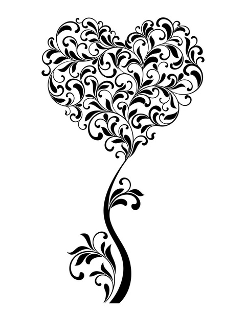 Tree in the form of heart on a white background. - Vector, Image