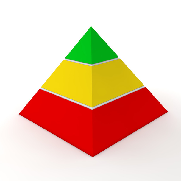 マルチカラーのピラミッド型の図表 - 3 つのレベル - 写真・画像