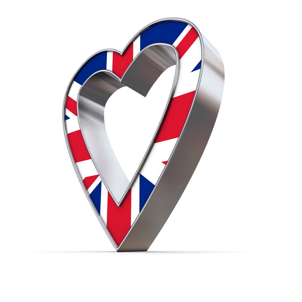 Coeur métallique brillant - Drapeau du Royaume-Uni
 - Photo, image