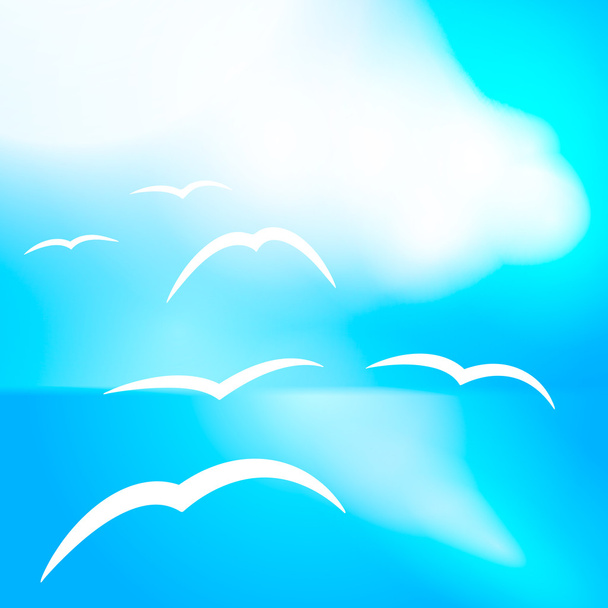 Flying seagulls on the sea - Vector, Image