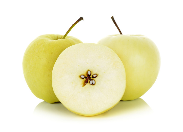 жовте яблуко ізольоване на білому тлі
 - Фото, зображення