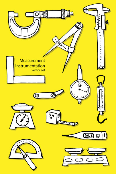 instrumentação de medição conjunto vetorial desenhado à mão
 - Vetor, Imagem