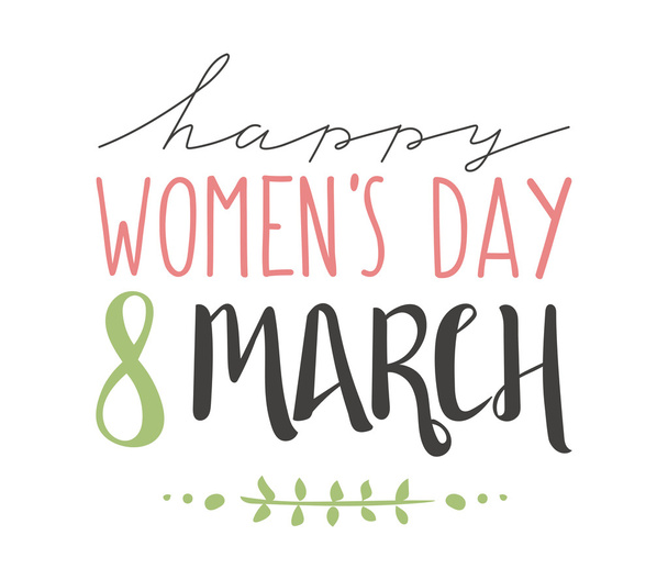 Internationale dag van de Womens tekst 8 maart voor viering wenskaart ontwerp vector - Vector, afbeelding