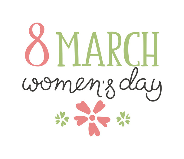 Uluslararası Kadınlar Günü metin 8 Mart kutlama tebrik kartı tasarlamak vektör için - Vektör, Görsel