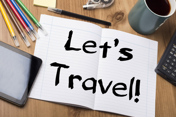 Let's travel! - Note Pad With Text - Foto, afbeelding